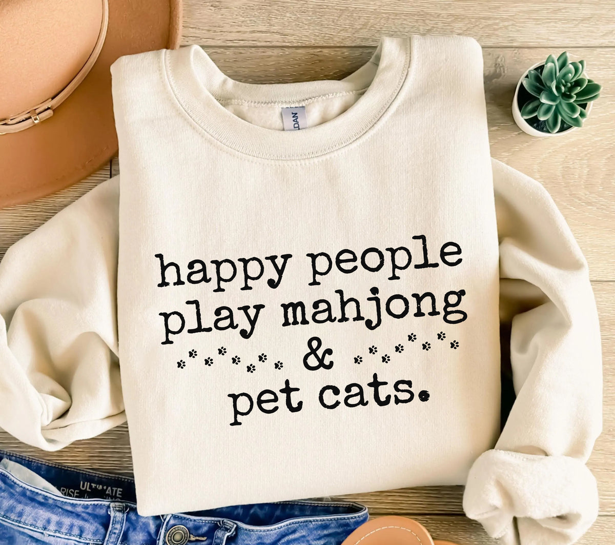 Happy People Play Mahjong & Pet Cats Sweatshirt