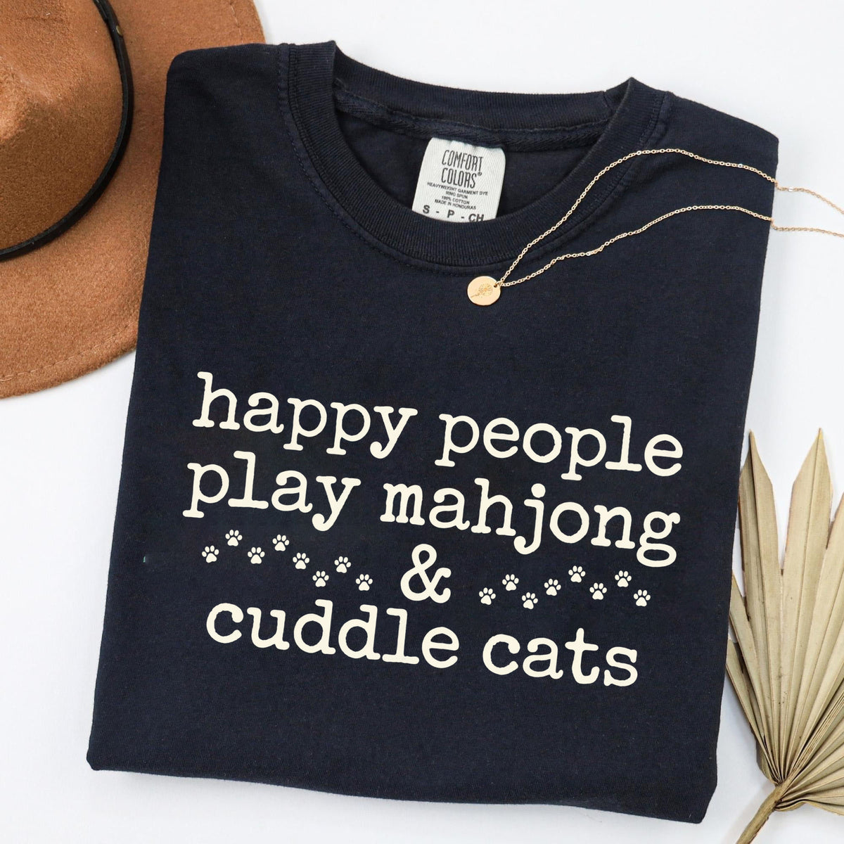Happy People Play Mahjong & Cuddle Cats T-Shirt