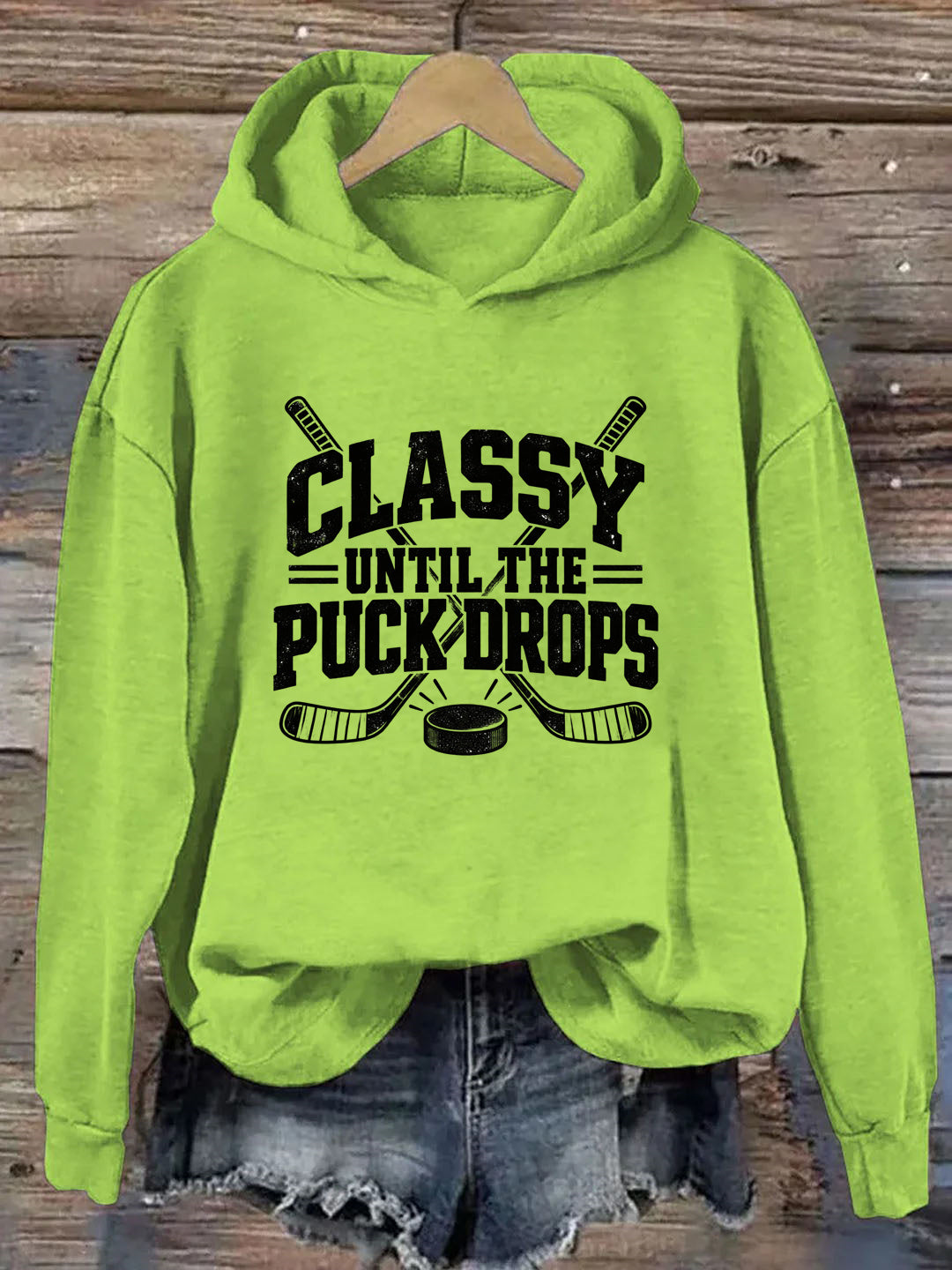 Classy Until the Puck Drops,Vintage-Style Hockey Hoodie