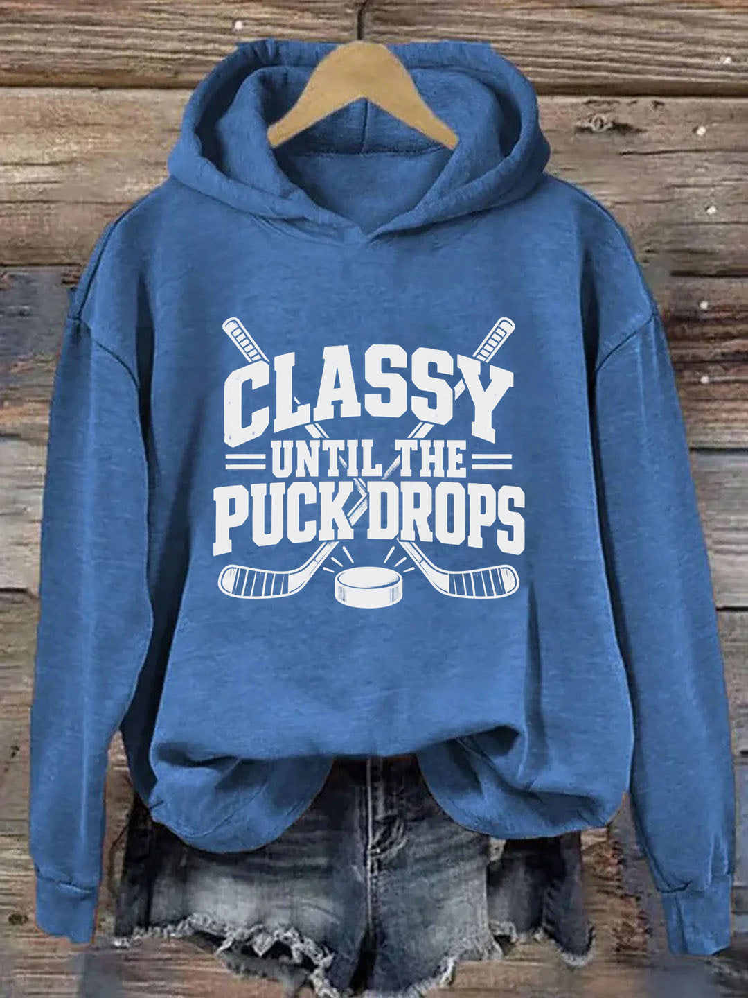 Classy Until the Puck Drops,Vintage-Style Hockey Hoodie