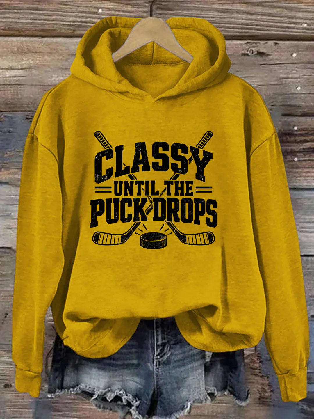 Classy Until the Puck Drops,Vintage-Style Hockey Hoodie