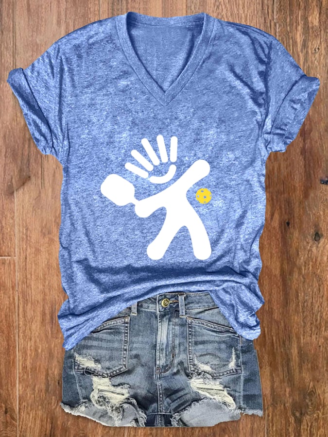 Women's Fun Pickleball V-Neck T-Shirt