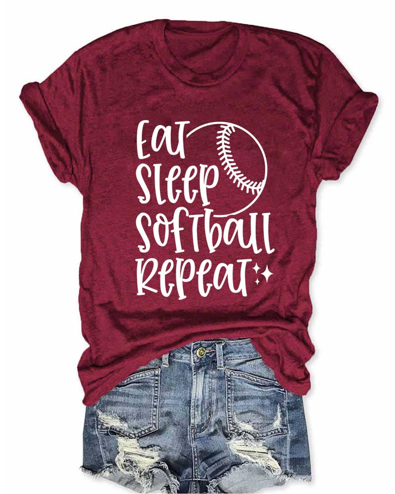 Eat Sleep Softball Repeat T-Shirt