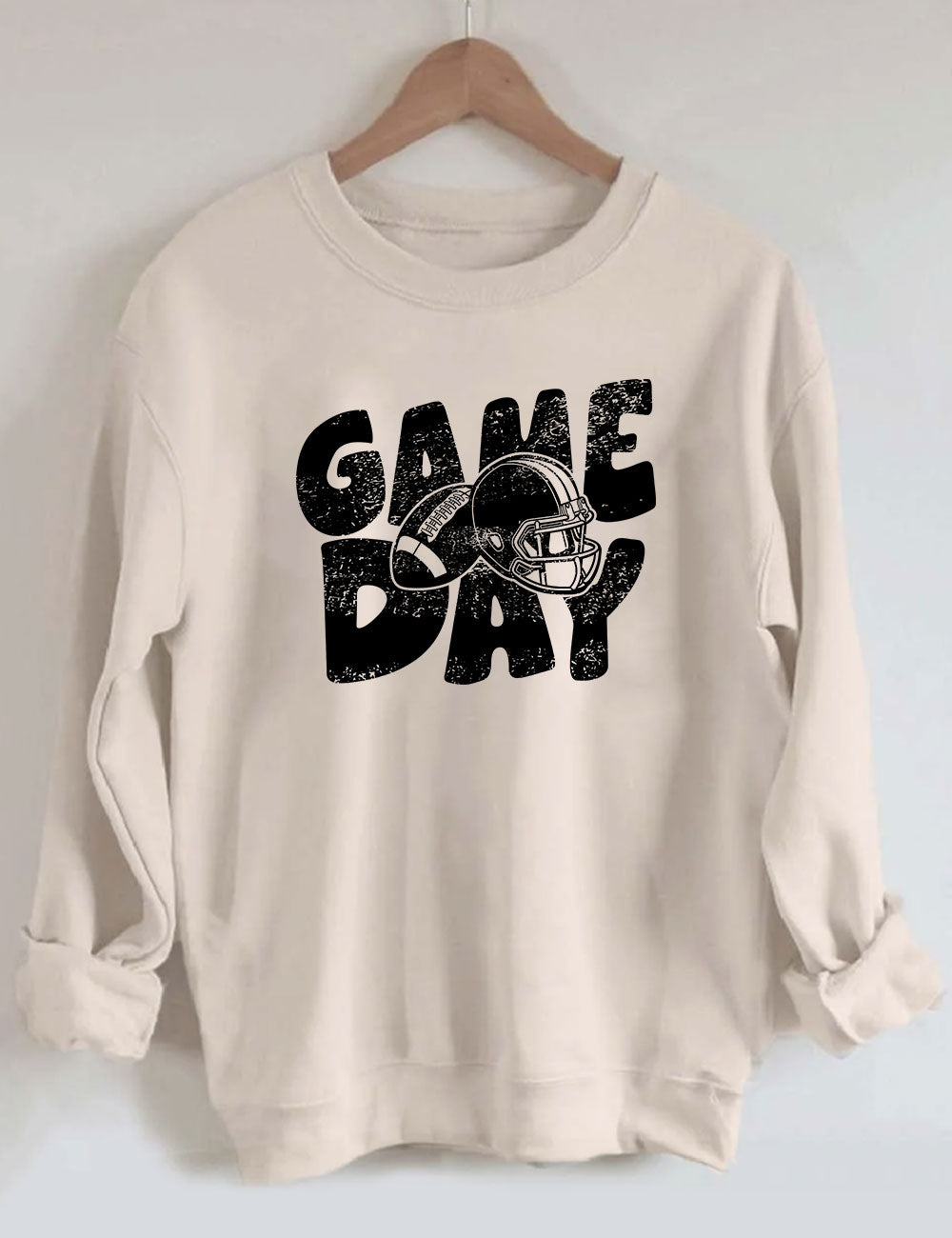 Distressed Helmet Football Game Day Sweatshirt