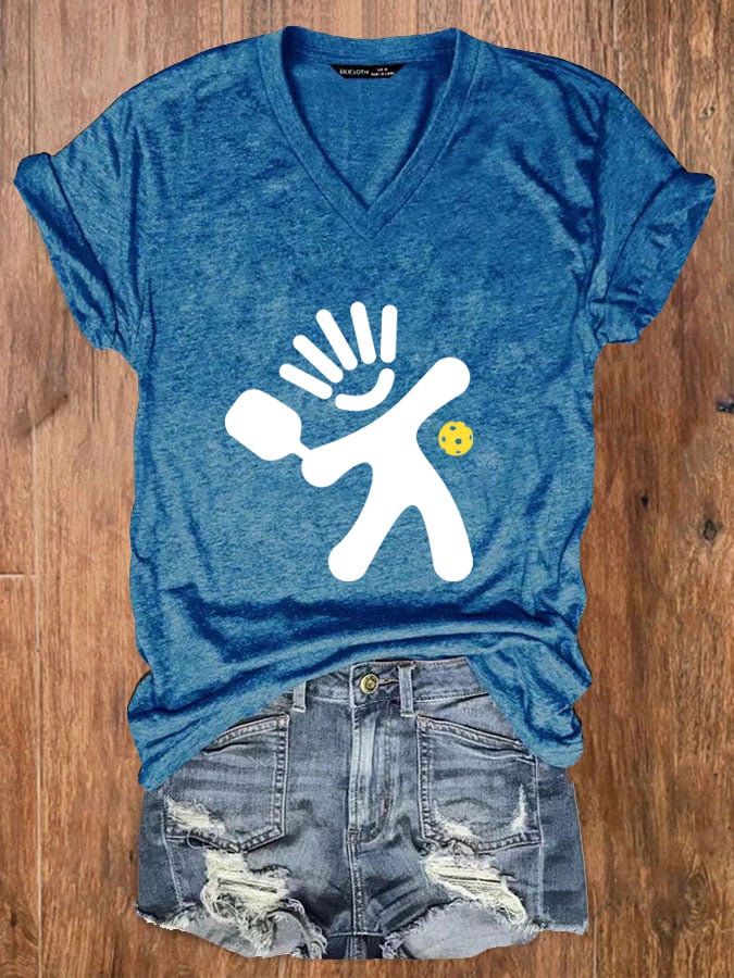 Women's Fun Pickleball V-Neck T-Shirt