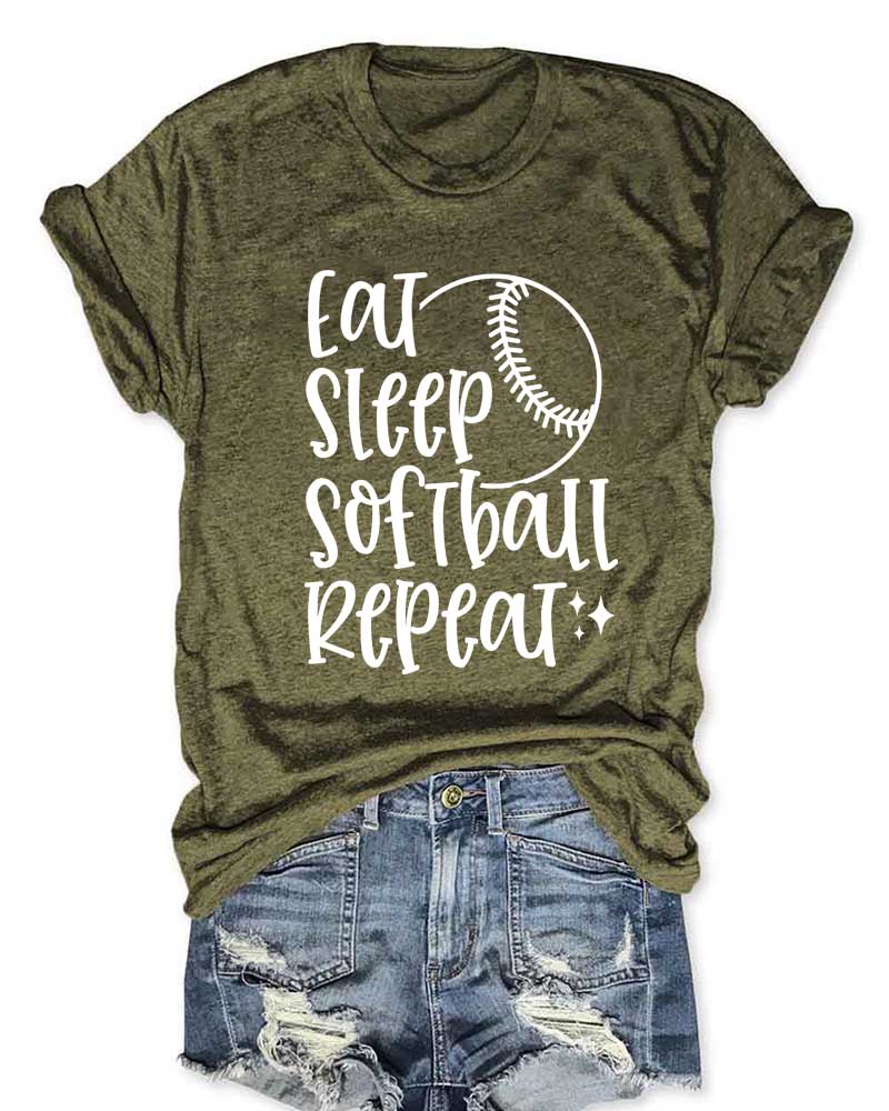 Eat Sleep Softball Repeat T-Shirt