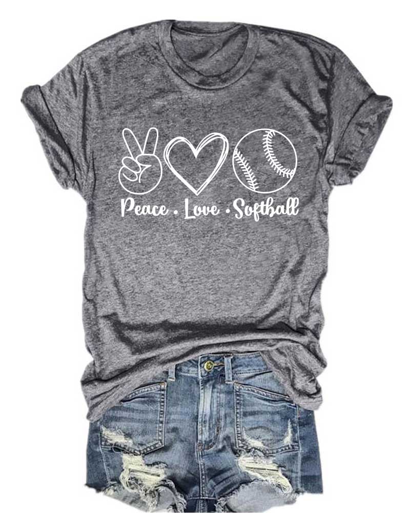 Peace Love Softball T-Shirt