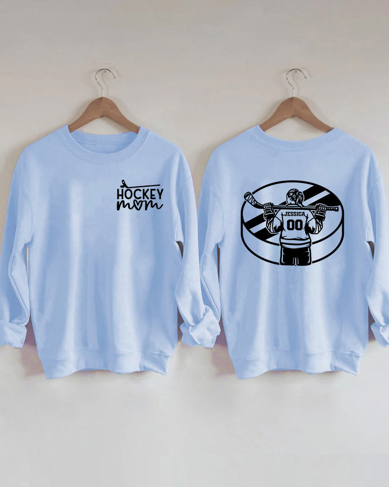 Customized Name Ice Hockey Mom Girl Player Sweatshirt