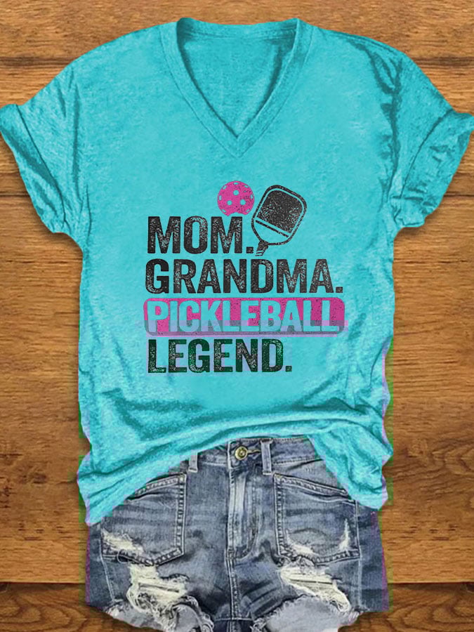 Women's "Mom Grandma Pickleball Legend" Printed T-Shirt