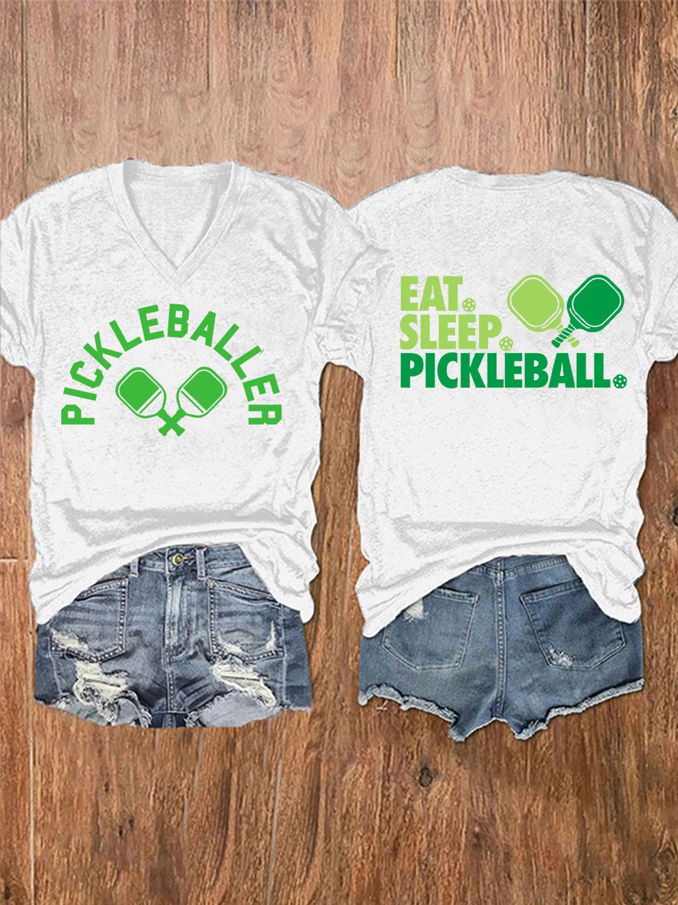 Women's Pickleballer Print V-Neck T-Shirt