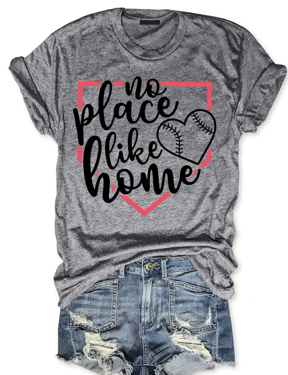 No Place Like Home Baseball Heart T-shirt