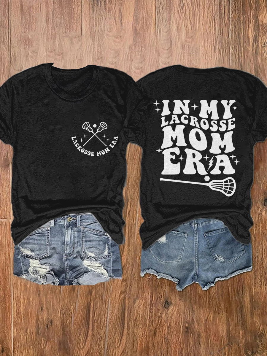 In My Lacrosse Mom Era Retro Game Day Mother's Day Casual Print T-shirt