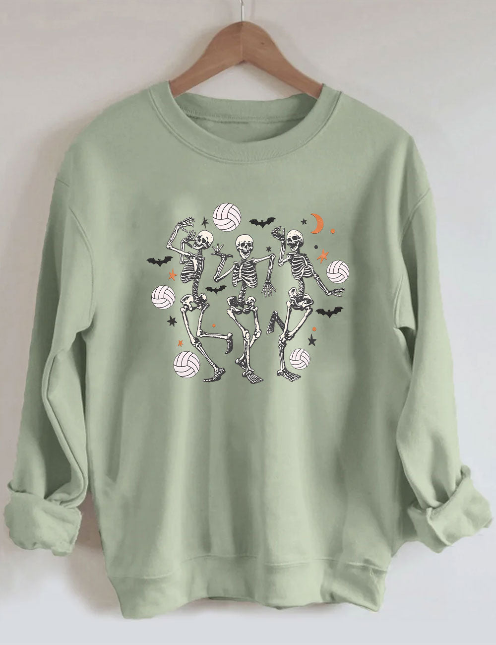 Dancing Skeletons Funny Halloween Volleyball Sweatshirt
