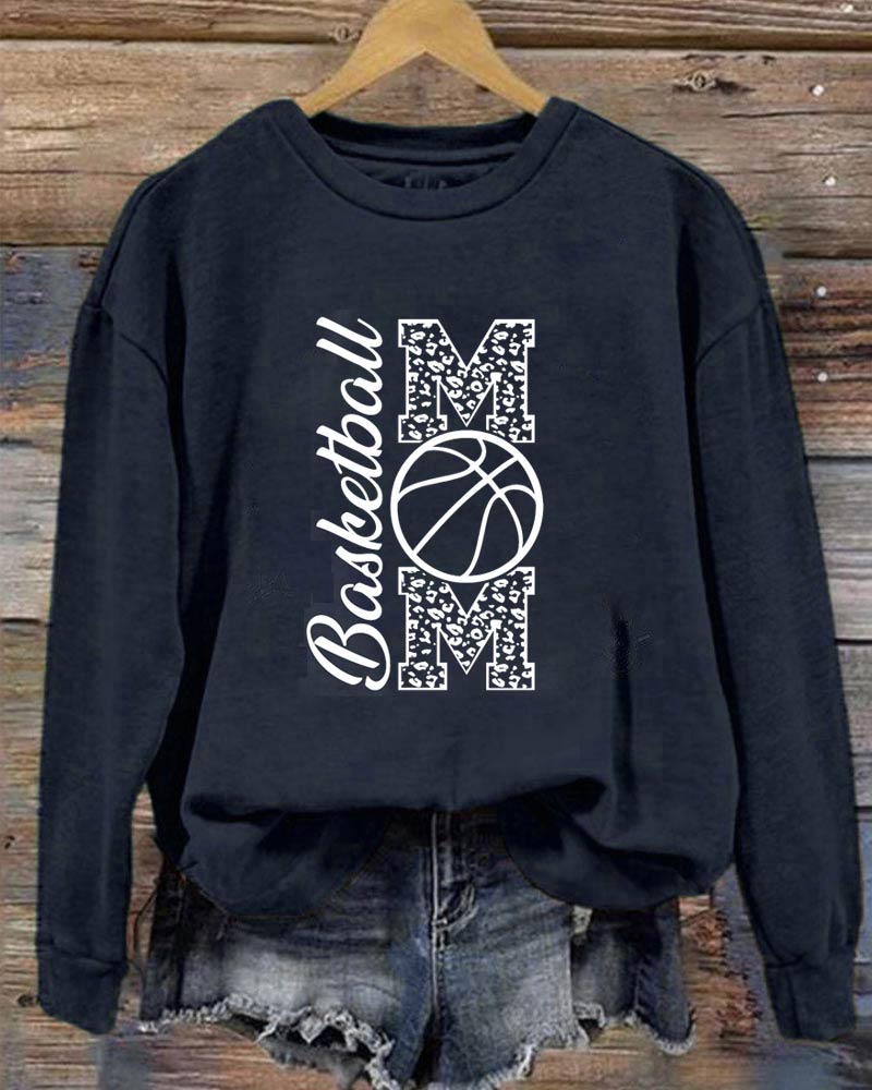 Basketball Mom Printed Crewneck Sweatshirt