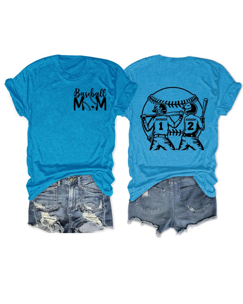 Personalized Baseball Mom 2 Boys T-Shirt