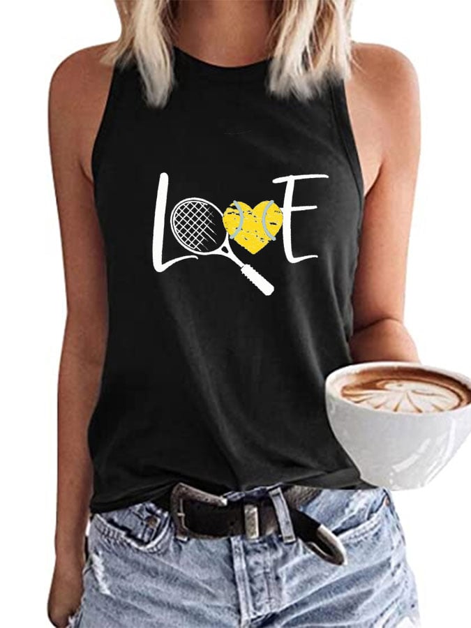 Women's Love Tennis Printed Tank Top