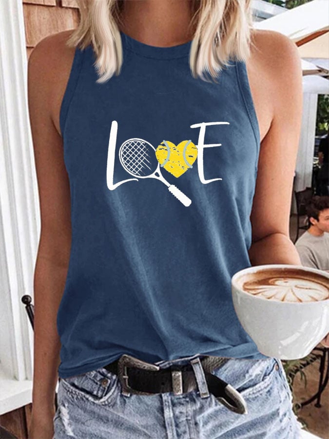 Women's Love Tennis Printed Tank Top