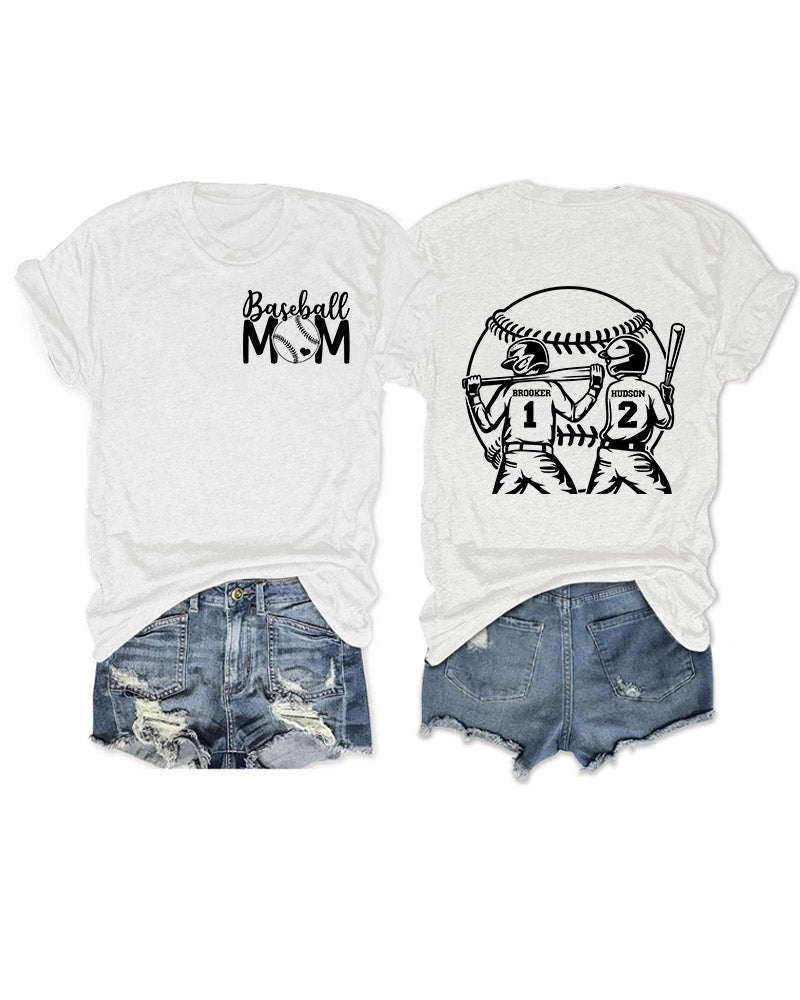 Personalized Baseball Mom 2 Boys T-Shirt