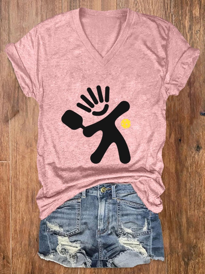 Women's Fun Pickleball V-Neck T-Shirt