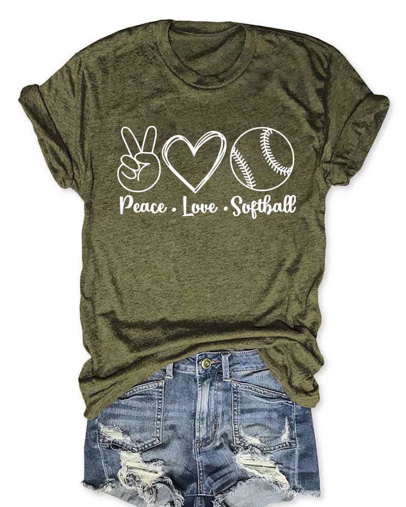 Peace Love Softball T-Shirt