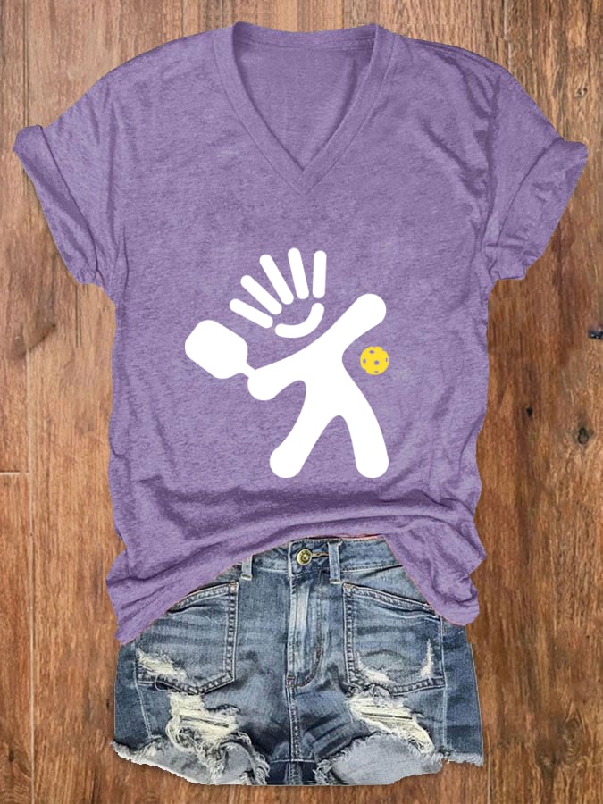 Women's Fun Pickleball V-Neck T-Shirt