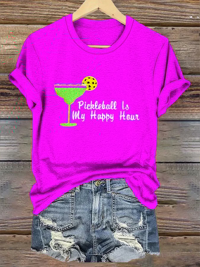 Women's Pickleball Margarita Happy Hour Print T-Shirt
