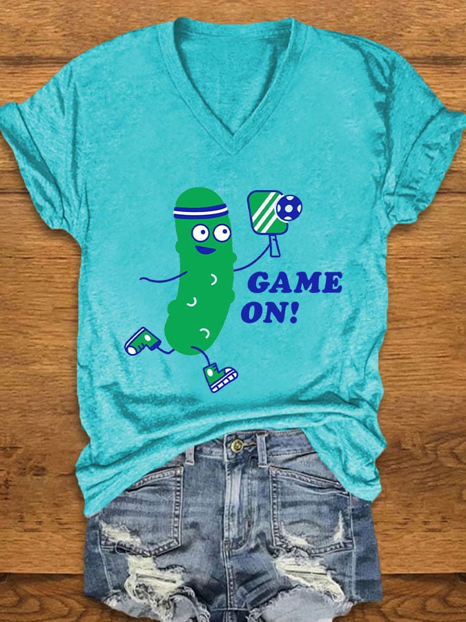 Women's Funny Pickleball Print T-Shirt