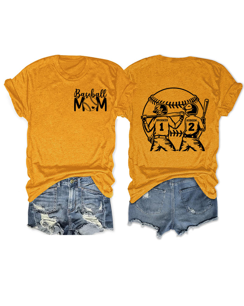 Personalized Baseball Mom 2 Boys T-Shirt