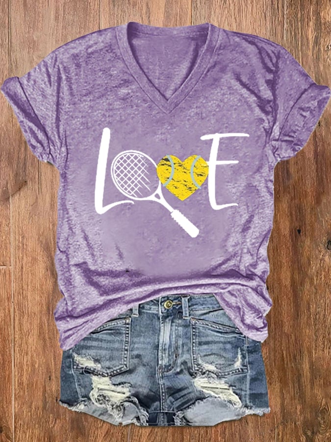 Women's Tennis Lover V-Neck Tee