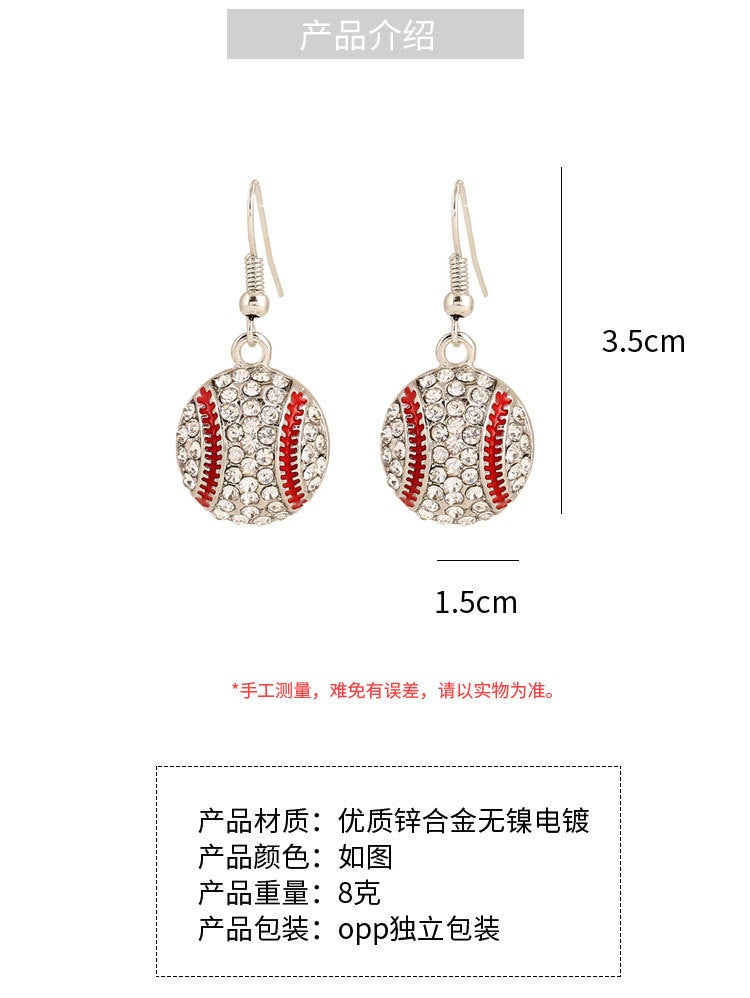 Classic rhinestone basketball pendant earrings