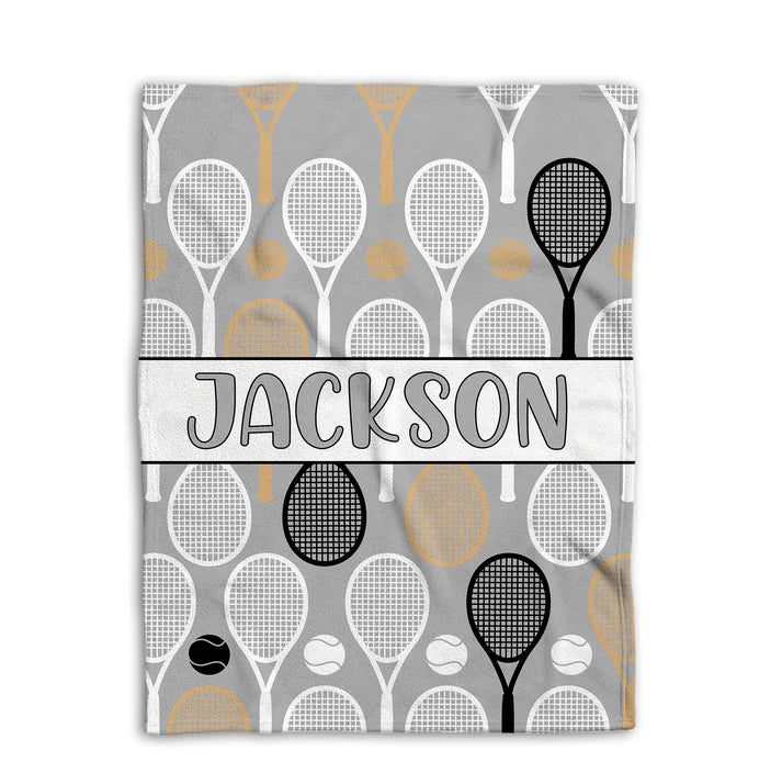 Personalized Tennis Girl Blanket, Custom Name Soft Cozy Sherpa Fleece Throw Blanket, Sport Gift for Mom, Wife, Daughter