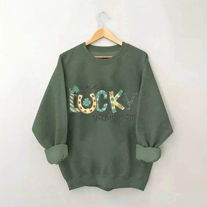 St Patricks Day Yorkie Dog Mom Sweatshirt