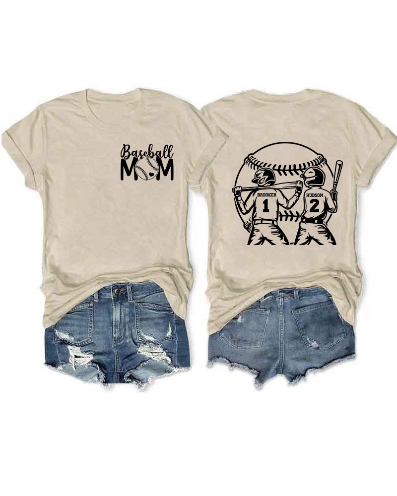 Personalized Baseball Mom 2 Boys T-Shirt