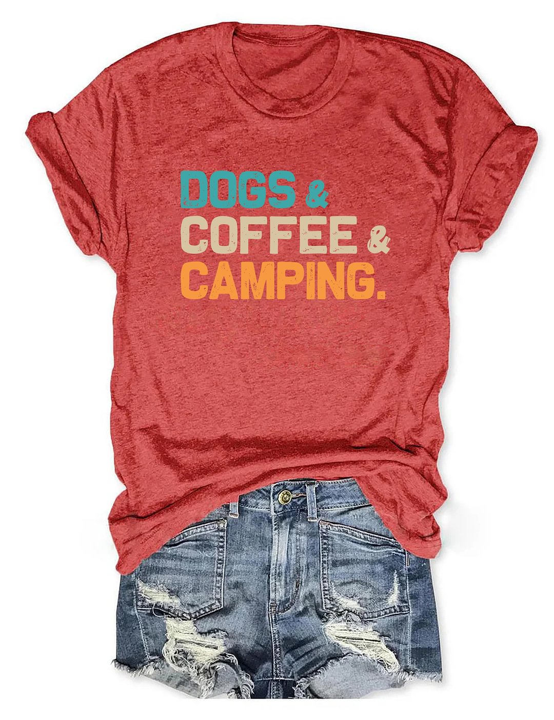 Dogs Coffee Camping T-shirt