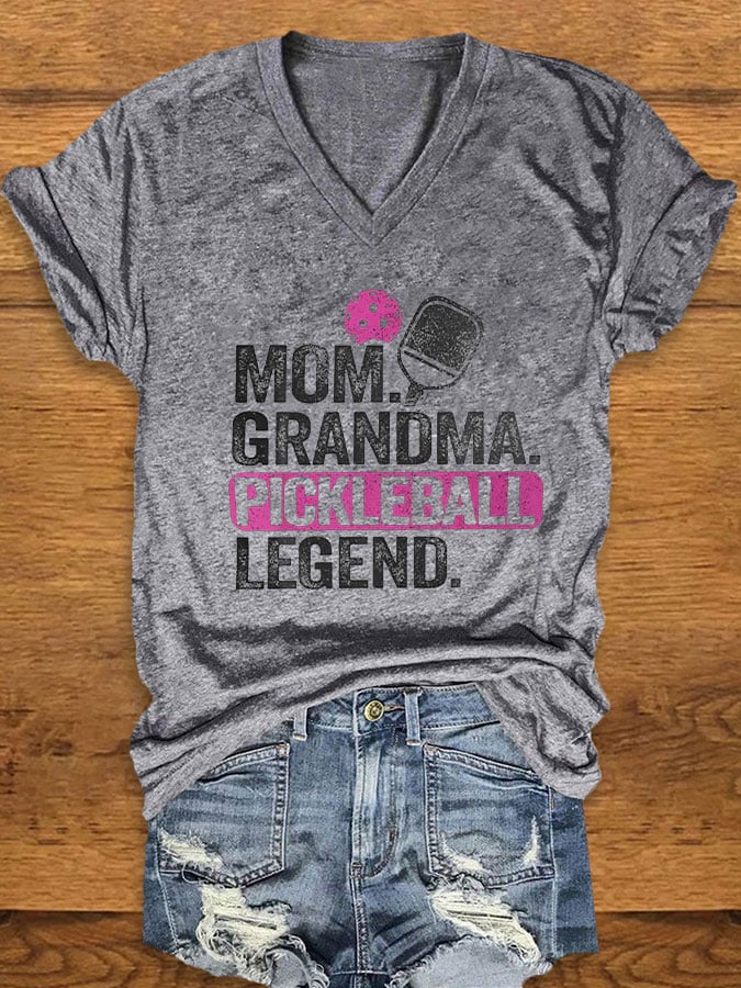 Women's "Mom Grandma Pickleball Legend" Printed T-Shirt