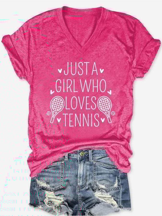 Women's "Just A Girl Who Loves Tennis" Printed T-Shirt