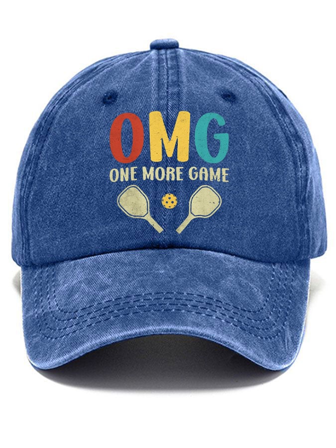 Pickleball enthusiast “OMG-One-more-game” printed hat