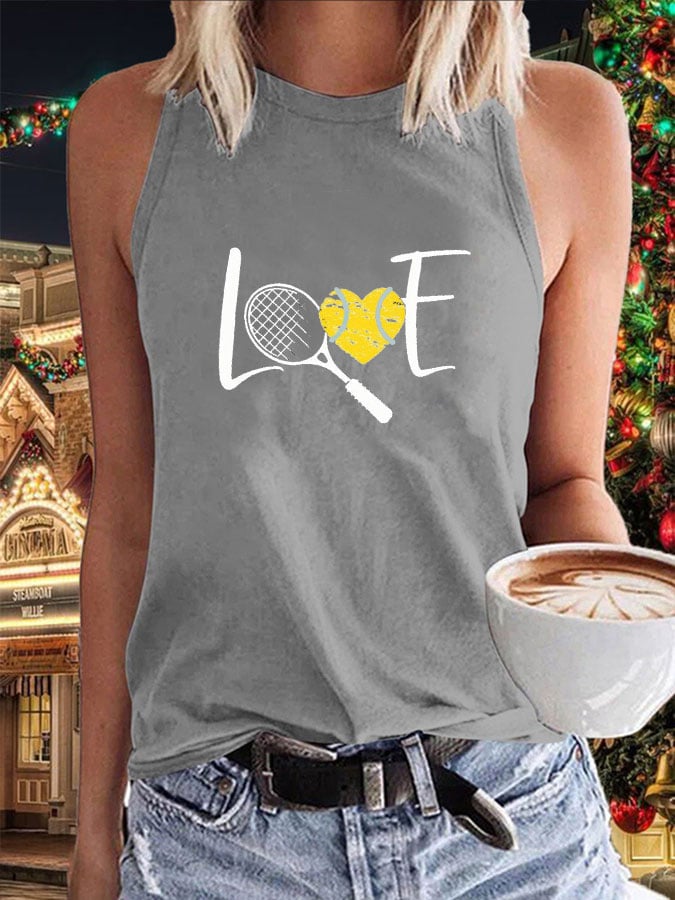 Women's Love Tennis Printed Tank Top