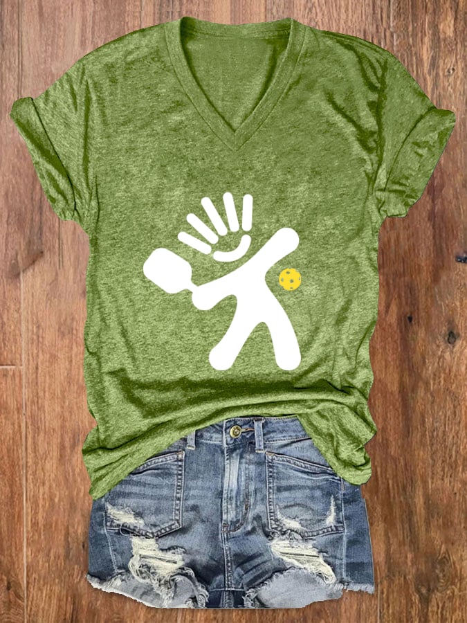 Women's Fun Pickleball V-Neck T-Shirt