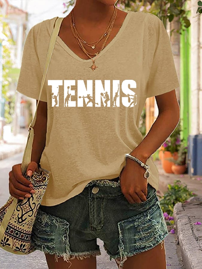 Women's Apres Tennis Printed Short-Sleeved T-Shirt