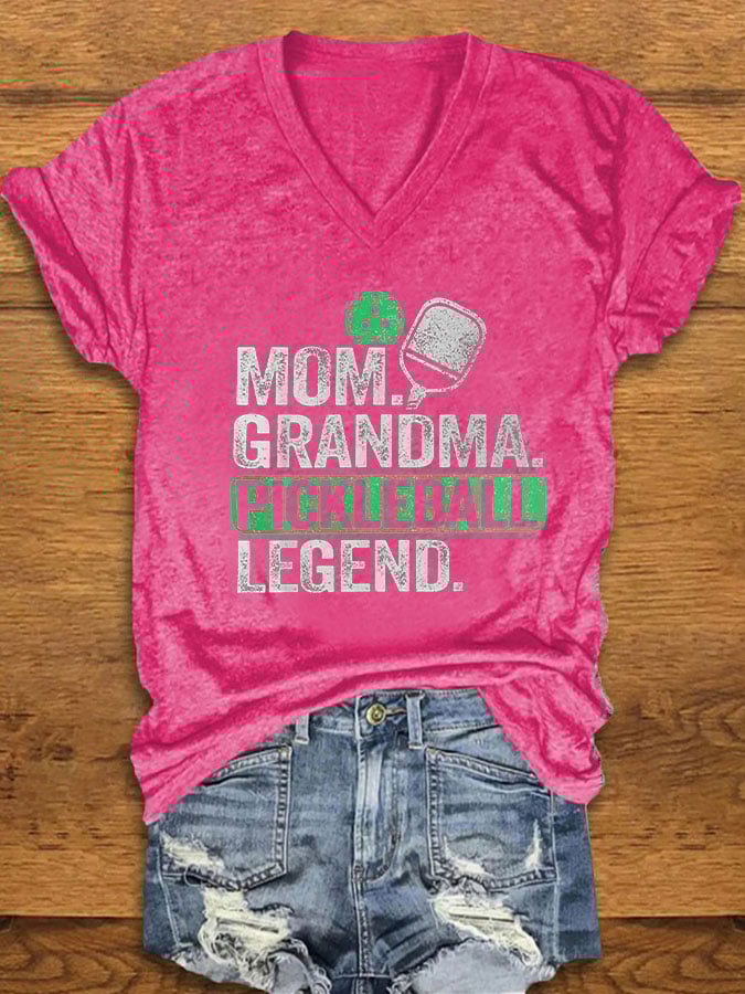 Women's "Mom Grandma Pickleball Legend" Printed T-Shirt