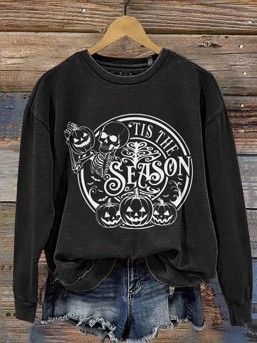 Tis The Season Halloween Casual Print Sweatshirt