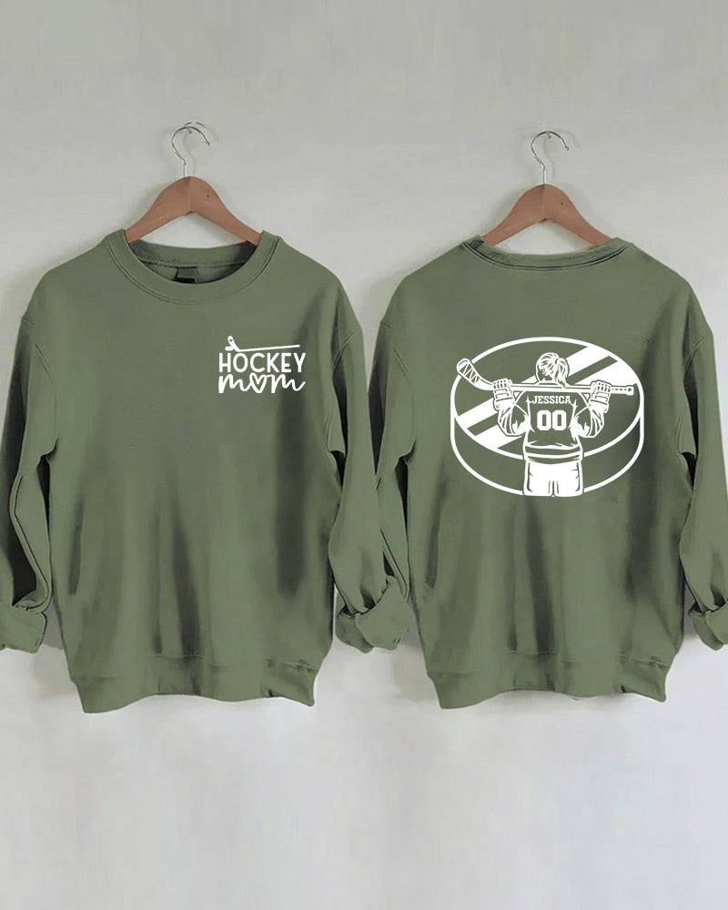 Customized Name Ice Hockey Mom Girl Player Sweatshirt