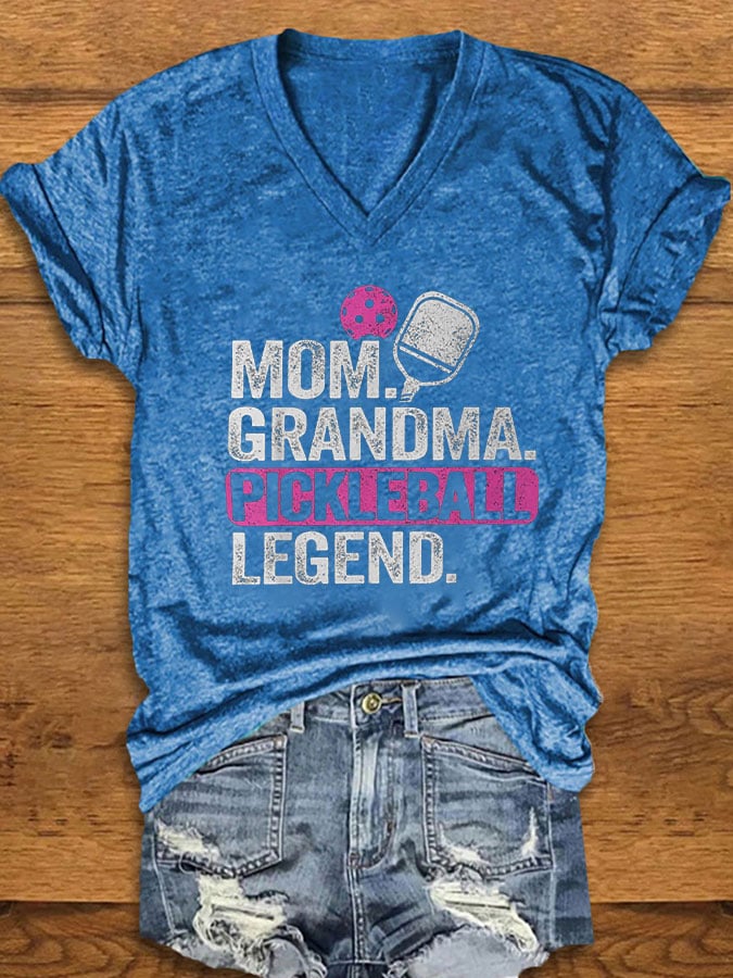 Women's "Mom Grandma Pickleball Legend" Printed T-Shirt