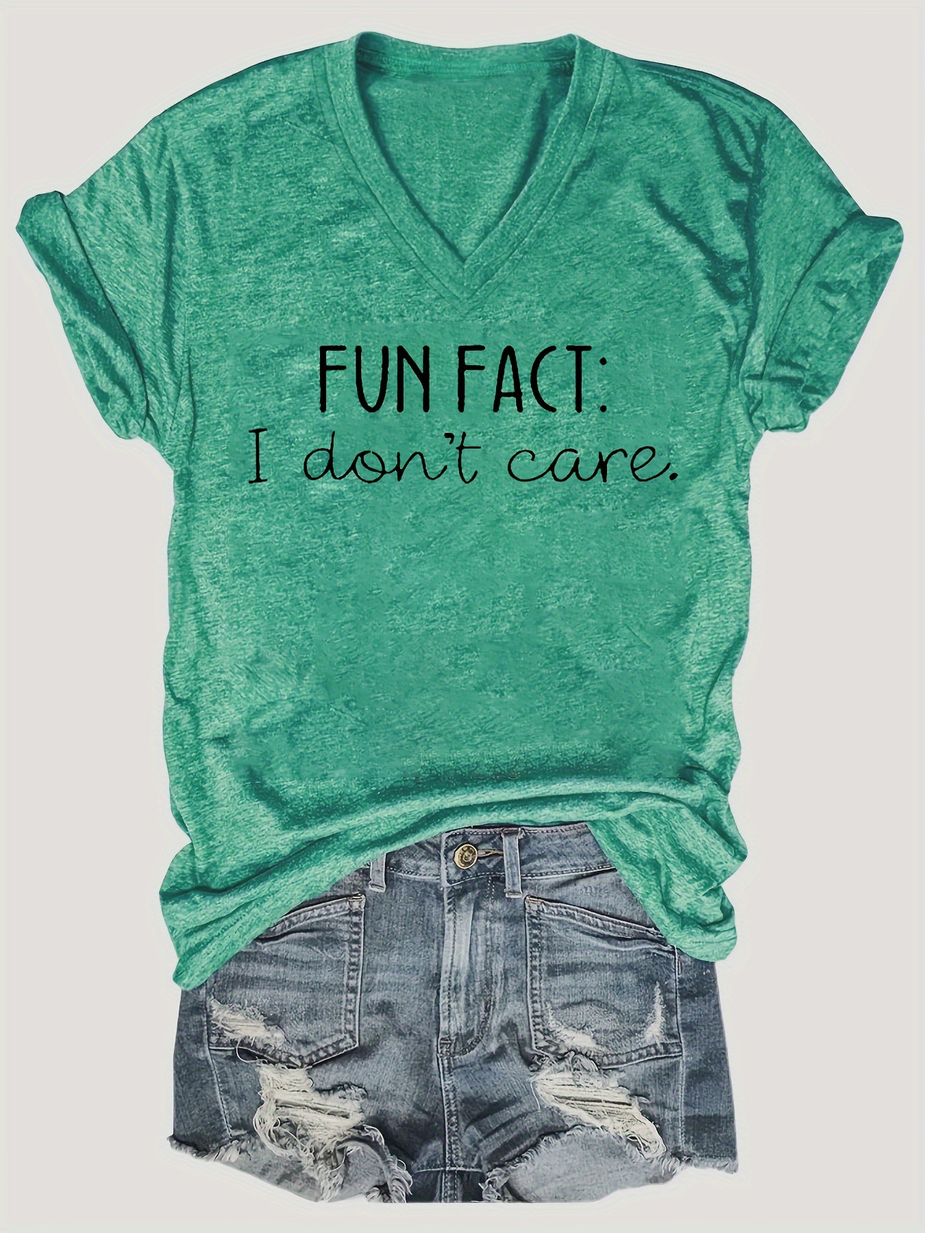 Fun Fact I Dowt Care V-Neck T-Shirt