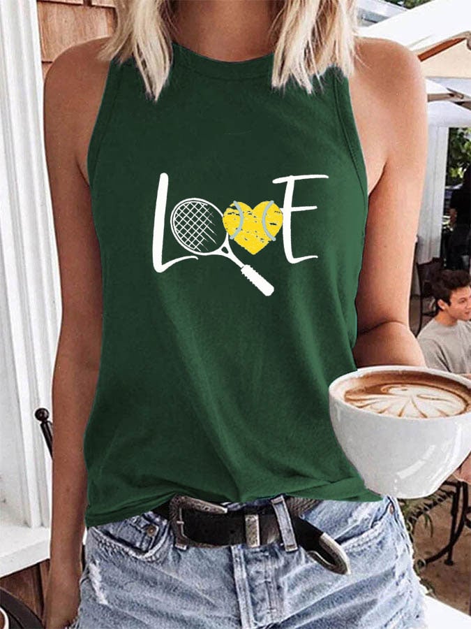Women's Love Tennis Printed Tank Top
