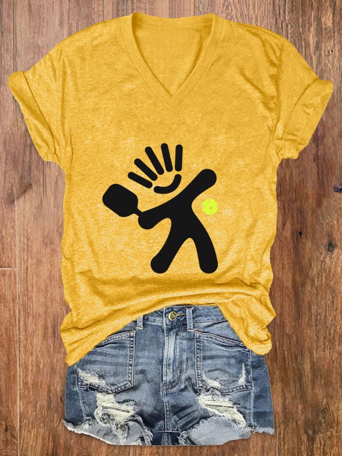 Women's Fun Pickleball V-Neck T-Shirt
