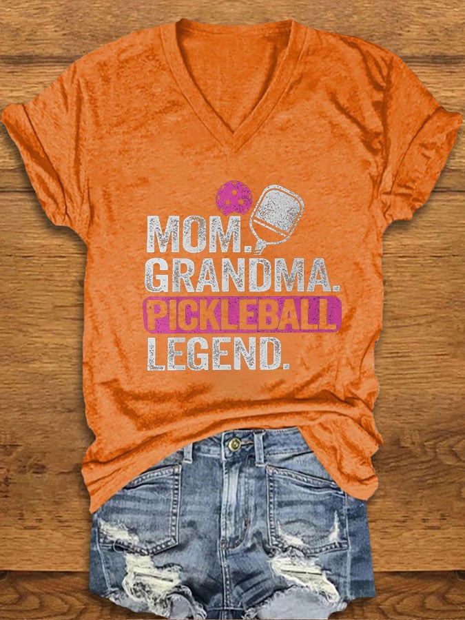 Women's "Mom Grandma Pickleball Legend" Printed T-Shirt