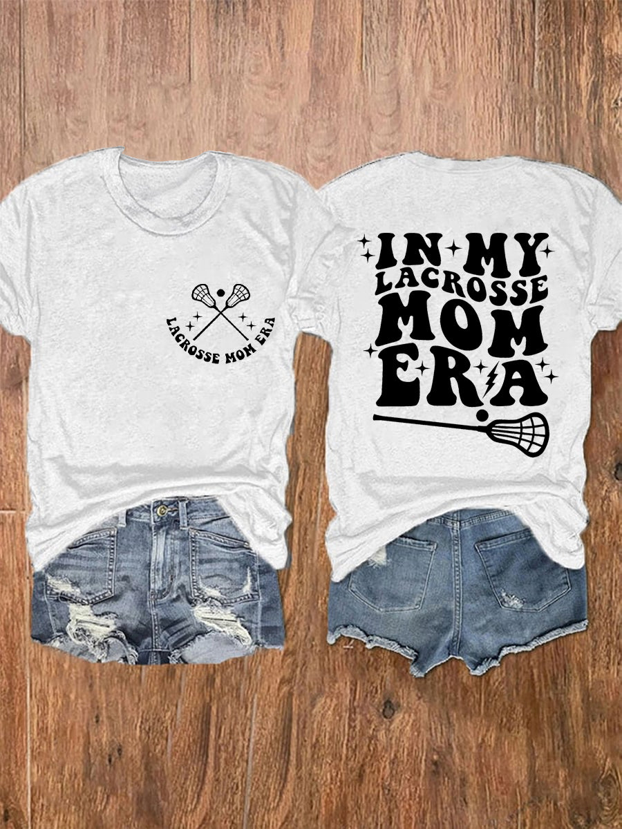 In My Lacrosse Mom Era Retro Game Day Mother's Day Casual Print T-shirt