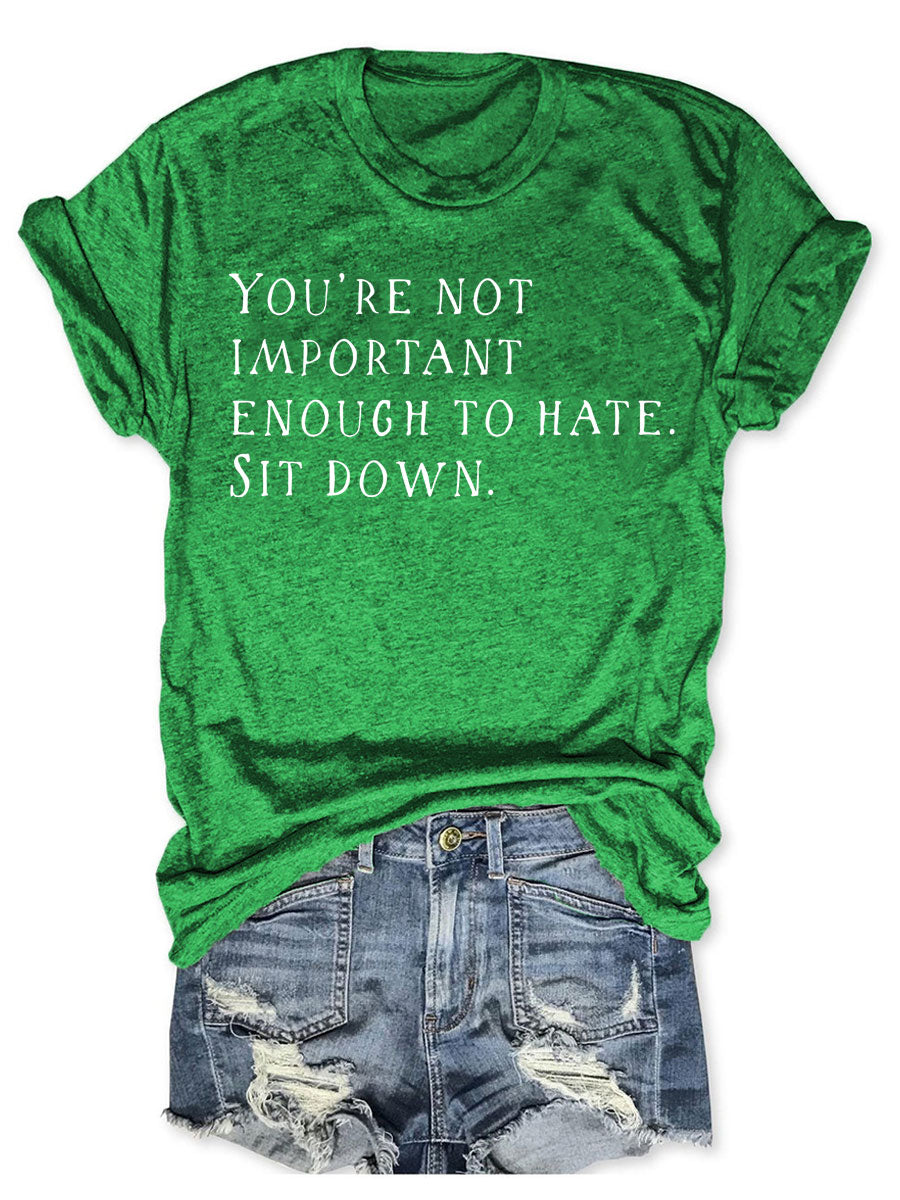 You're Not Important Enough To Hate T-shirt